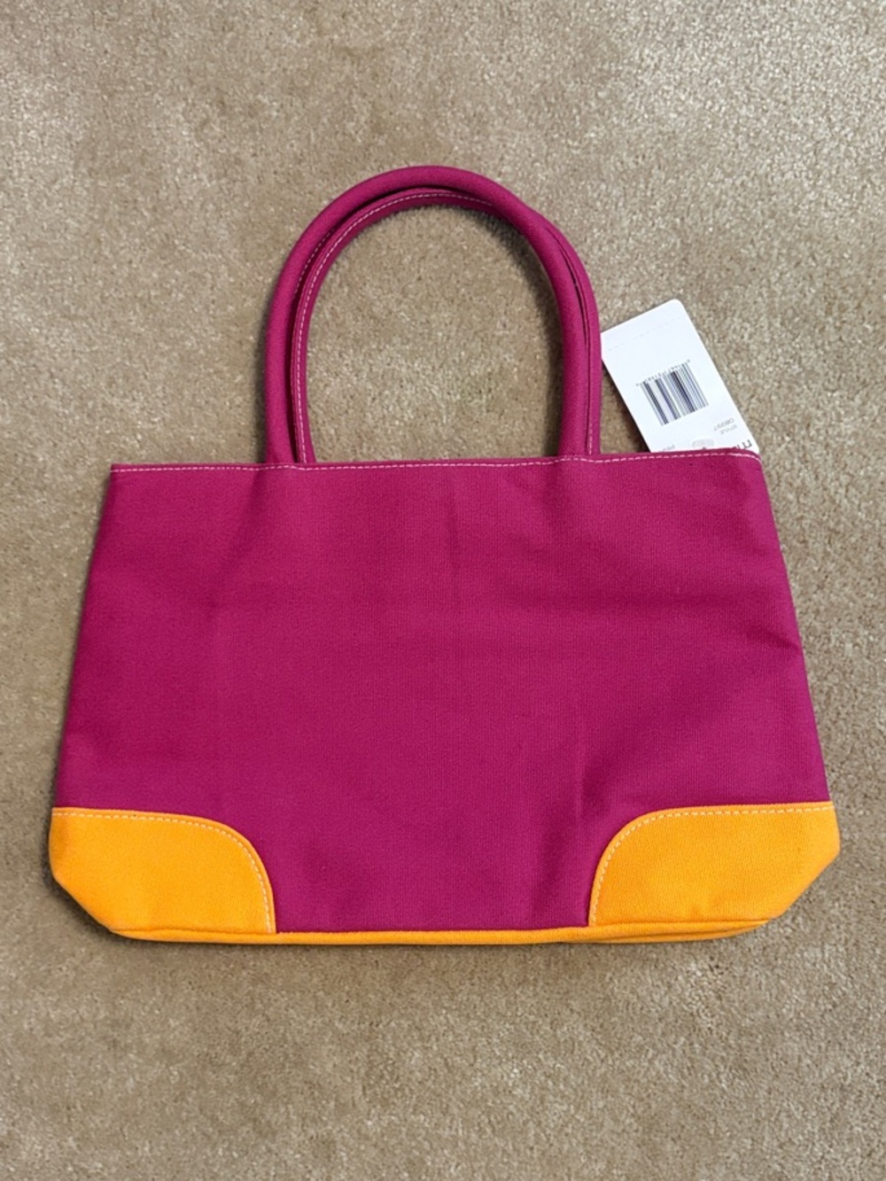 Maidenform Fuchsia and Yellow Two-Tone Canvas Tote Bag